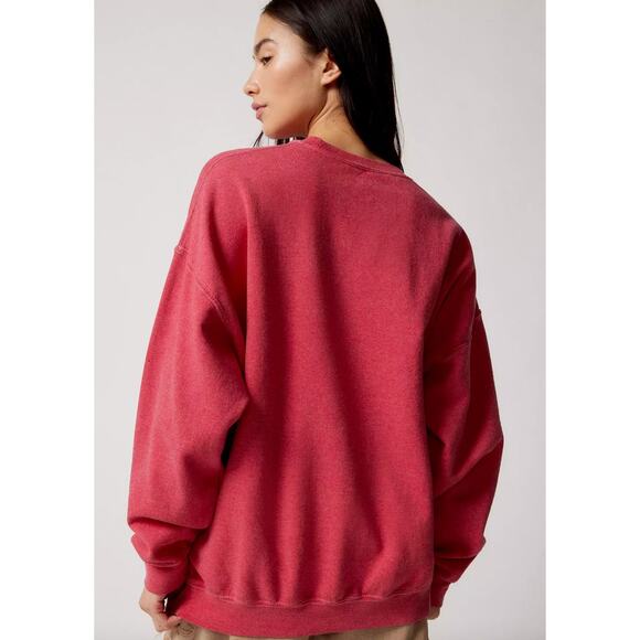 Free People The Doors Oversized Maroon Sweatshirt One Size - Picture 5 of 6